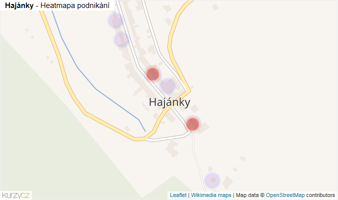 Mapa Hajánky - Firmy v části obce.