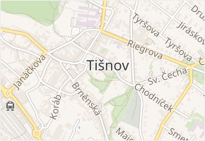 Kostelní v obci Tišnov - mapa ulice