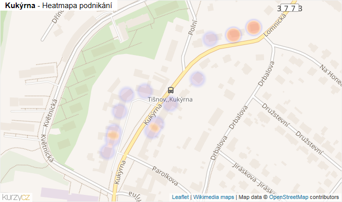 Mapa Kukýrna - Firmy v ulici.