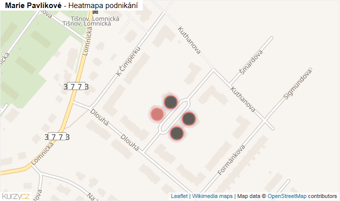 Mapa Marie Pavlíkové - Firmy v ulici.