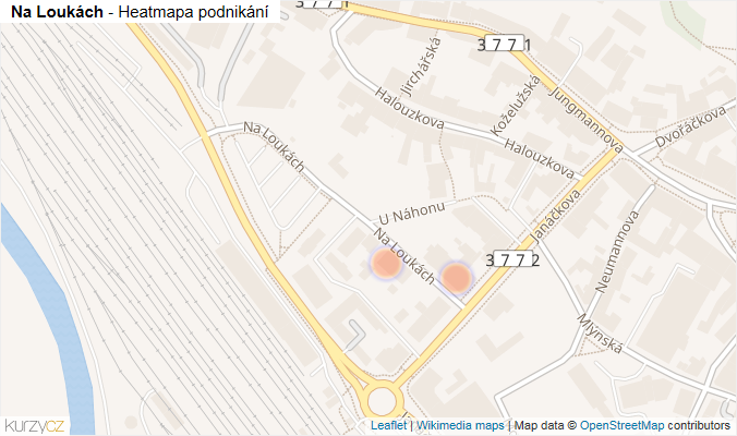 Mapa Na Loukách - Firmy v ulici.