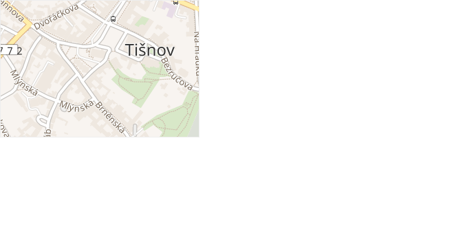 Radniční v obci Tišnov - mapa ulice