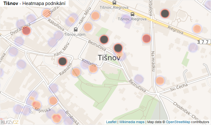 Mapa Tišnov - Firmy v části obce.