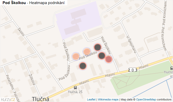 Mapa Pod Školkou - Firmy v ulici.