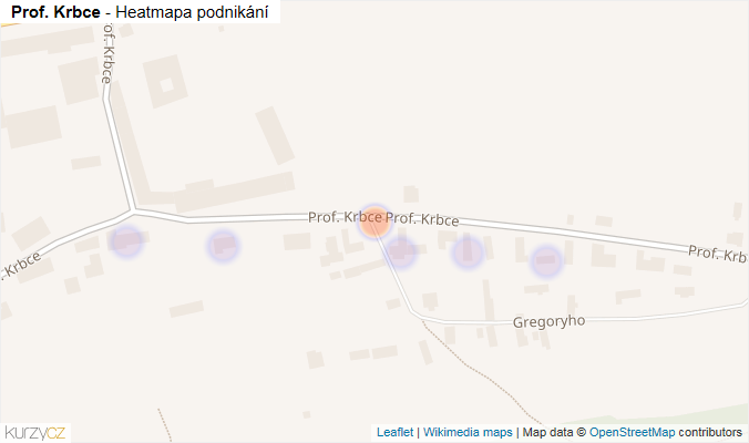 Mapa Prof. Krbce - Firmy v ulici.