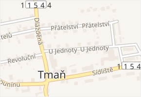 U Jednoty v obci Tmaň - mapa ulice
