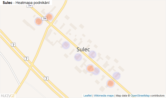 Mapa Sulec - Firmy v části obce.