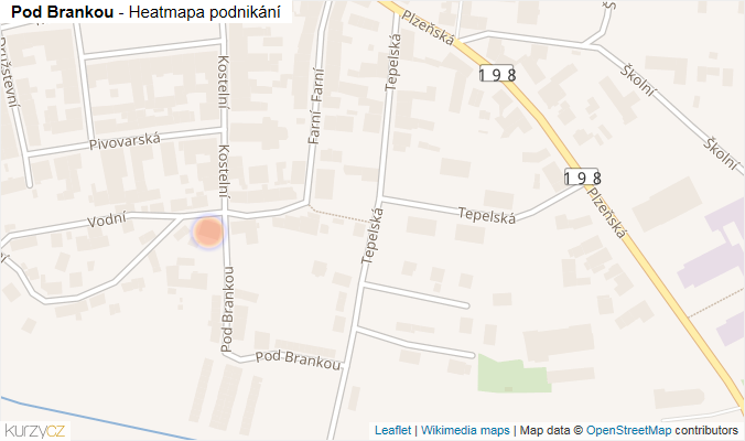 Mapa Pod Brankou - Firmy v ulici.