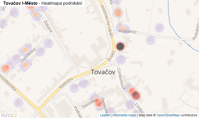 Mapa Tovačov I-Město - Firmy v části obce.