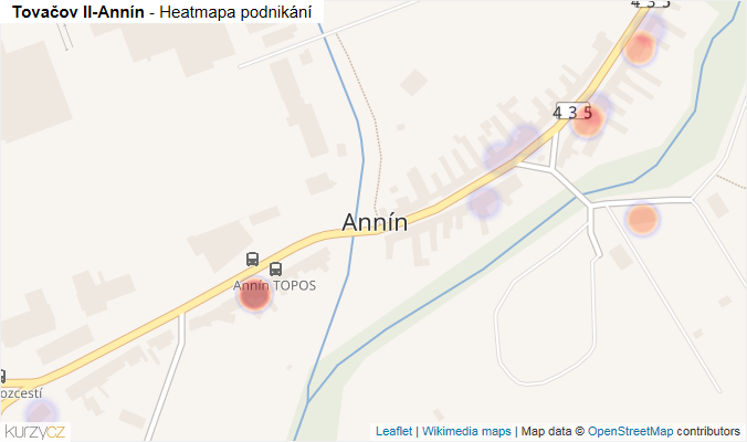 Mapa Tovačov II-Annín - Firmy v části obce.