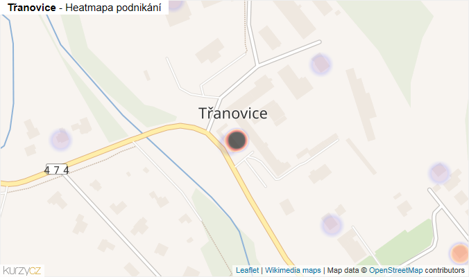 Mapa Třanovice - Firmy v části obce.
