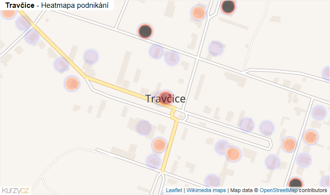 Mapa Travčice - Firmy v části obce.