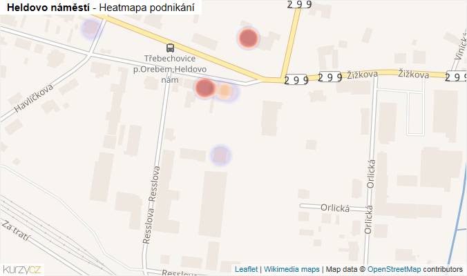 Mapa Heldovo náměstí - Firmy v ulici.