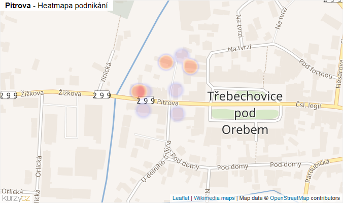 Mapa Pitrova - Firmy v ulici.