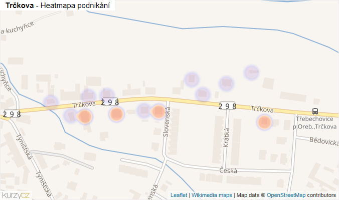 Mapa Trčkova - Firmy v ulici.