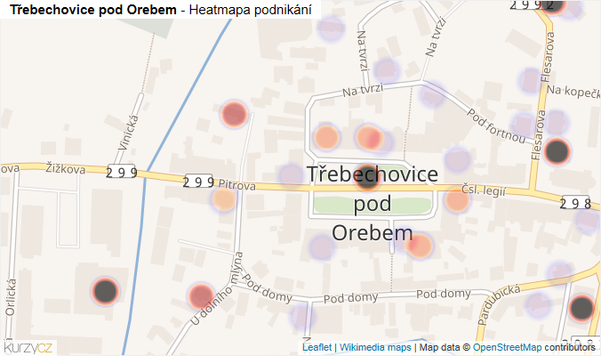 Mapa Třebechovice pod Orebem - Firmy v části obce.