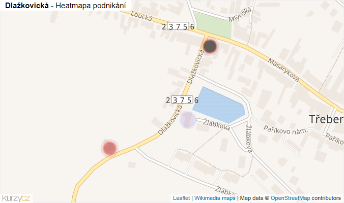 Mapa Dlažkovická - Firmy v ulici.
