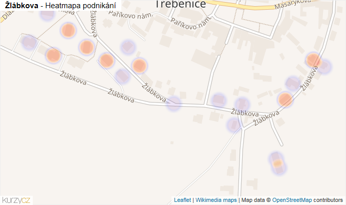 Mapa Žlábkova - Firmy v ulici.