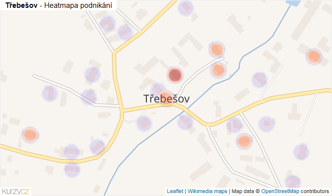 Mapa Třebešov - Firmy v části obce.