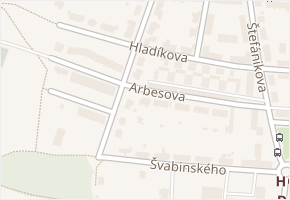 Arbesova v obci Třebíč - mapa ulice