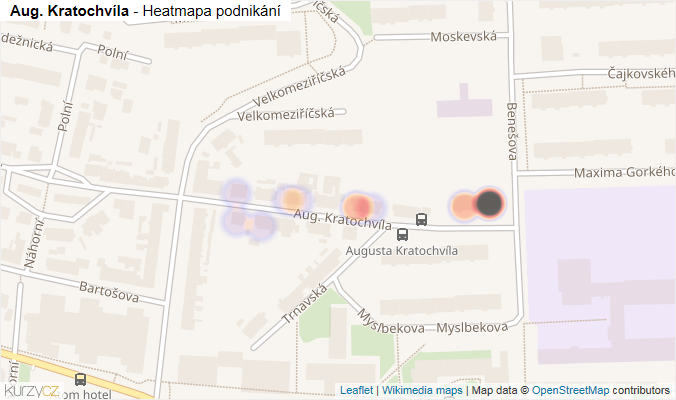 Mapa Aug. Kratochvíla - Firmy v ulici.