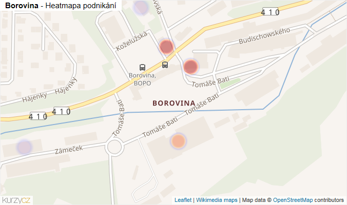 Mapa Borovina - Firmy v části obce.