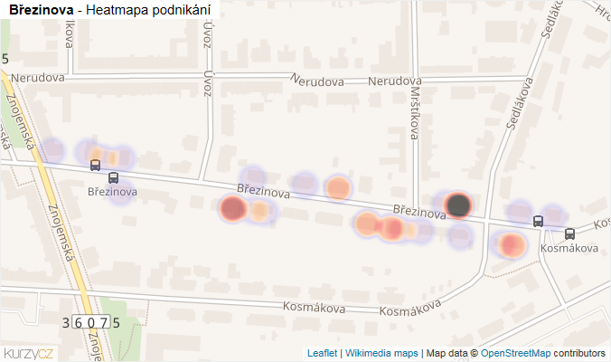 Mapa Březinova - Firmy v ulici.