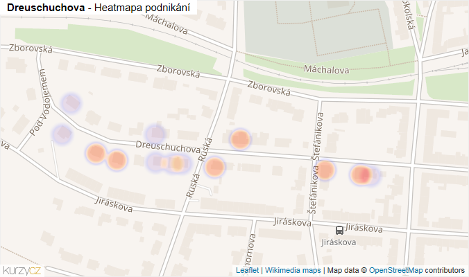 Mapa Dreuschuchova - Firmy v ulici.