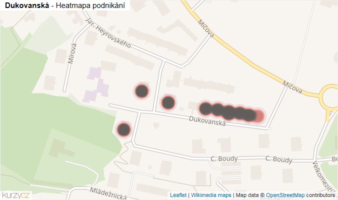 Mapa Dukovanská - Firmy v ulici.