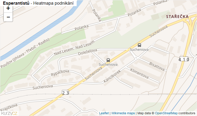 Mapa Esperantistů - Firmy v ulici.