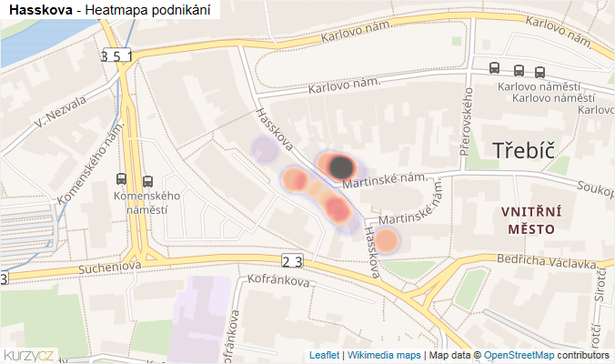 Mapa Hasskova - Firmy v ulici.