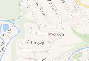 Javorová v obci Třebíč - mapa ulice