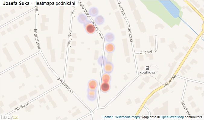 Mapa Josefa Suka - Firmy v ulici.
