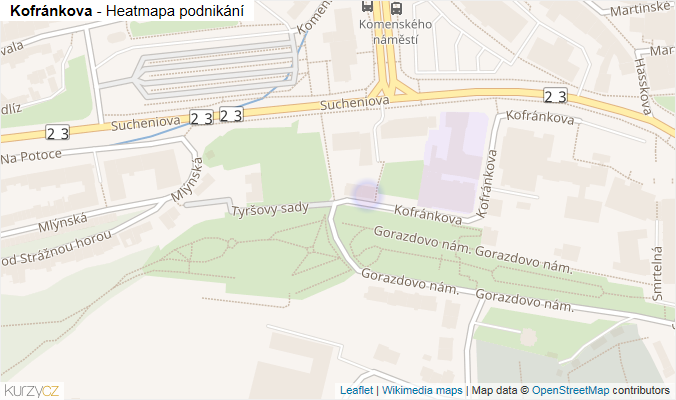 Mapa Kofránkova - Firmy v ulici.