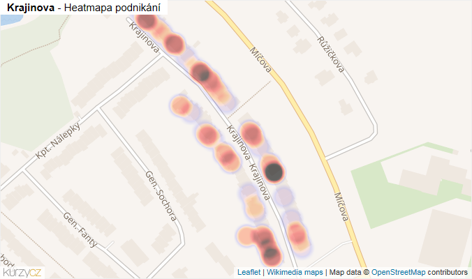 Mapa Krajinova - Firmy v ulici.