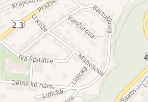 Mánesova v obci Třebíč - mapa ulice
