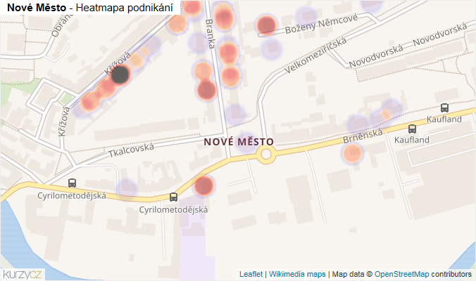 Mapa Nové Město - Firmy v části obce.