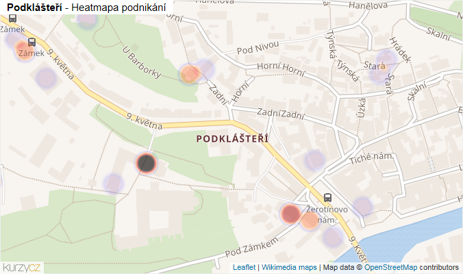 Mapa Podklášteří - Firmy v části obce.