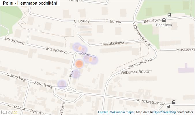 Mapa Polní - Firmy v ulici.