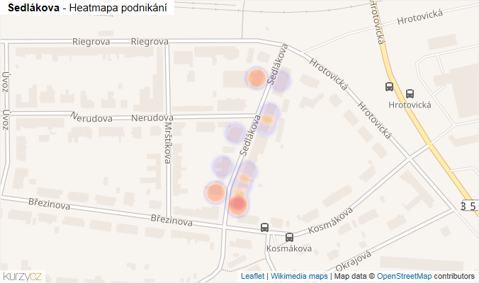Mapa Sedlákova - Firmy v ulici.