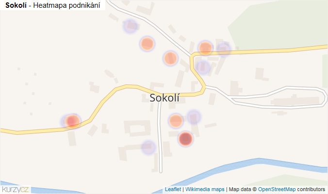 Mapa Sokolí - Firmy v části obce.