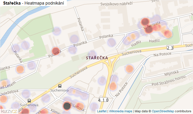 Mapa Stařečka - Firmy v části obce.