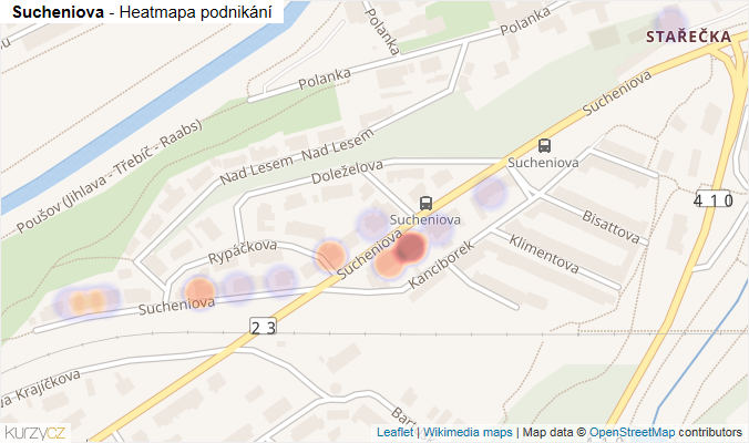 Mapa Sucheniova - Firmy v ulici.