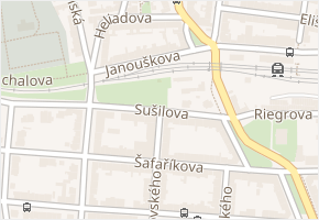 Sušilova v obci Třebíč - mapa ulice