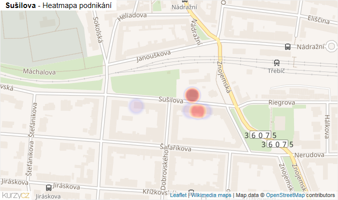 Mapa Sušilova - Firmy v ulici.