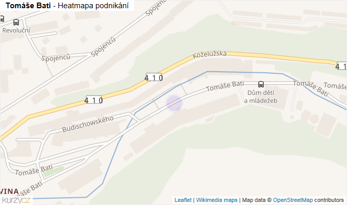 Mapa Tomáše Bati - Firmy v ulici.
