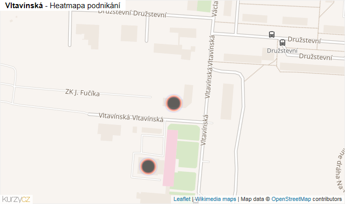 Mapa Vltavínská - Firmy v ulici.