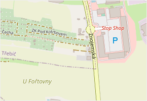 ZK Pod Kotrbovem v obci Třebíč - mapa ulice