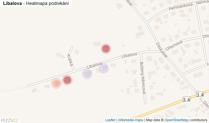 Mapa Líbalova - Firmy v ulici.