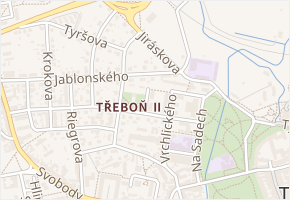 Lidická v obci Třeboň - mapa ulice